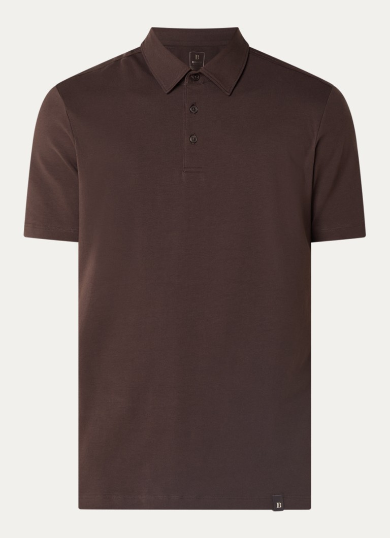 Boggi Milano Heren Regular fit polo met stretch in de kleur Donkerbruin