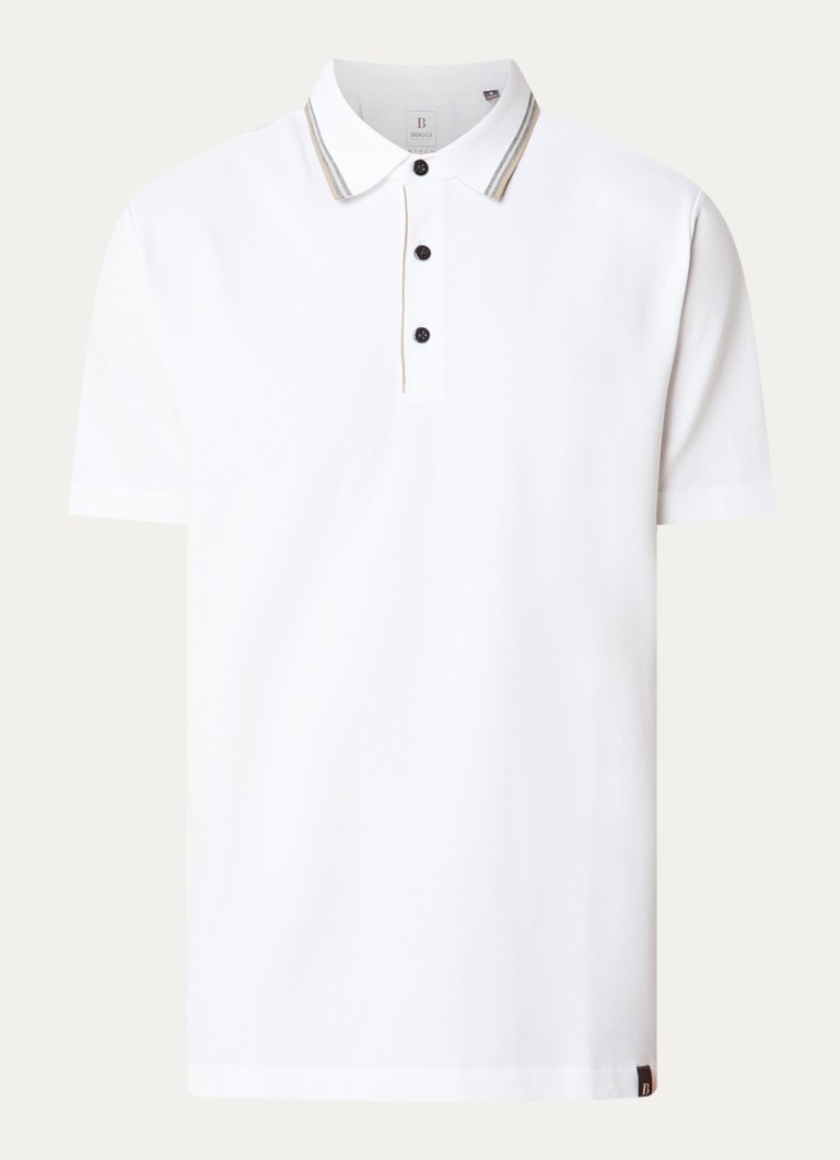 Boggi Milano Heren Regular fit polo met stretch in de kleur Wit
