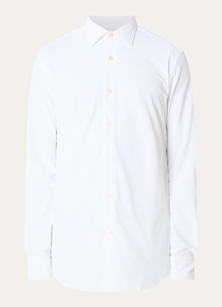 Boggi Milano Heren Regular fit overhemd met stretch in de kleur Wit