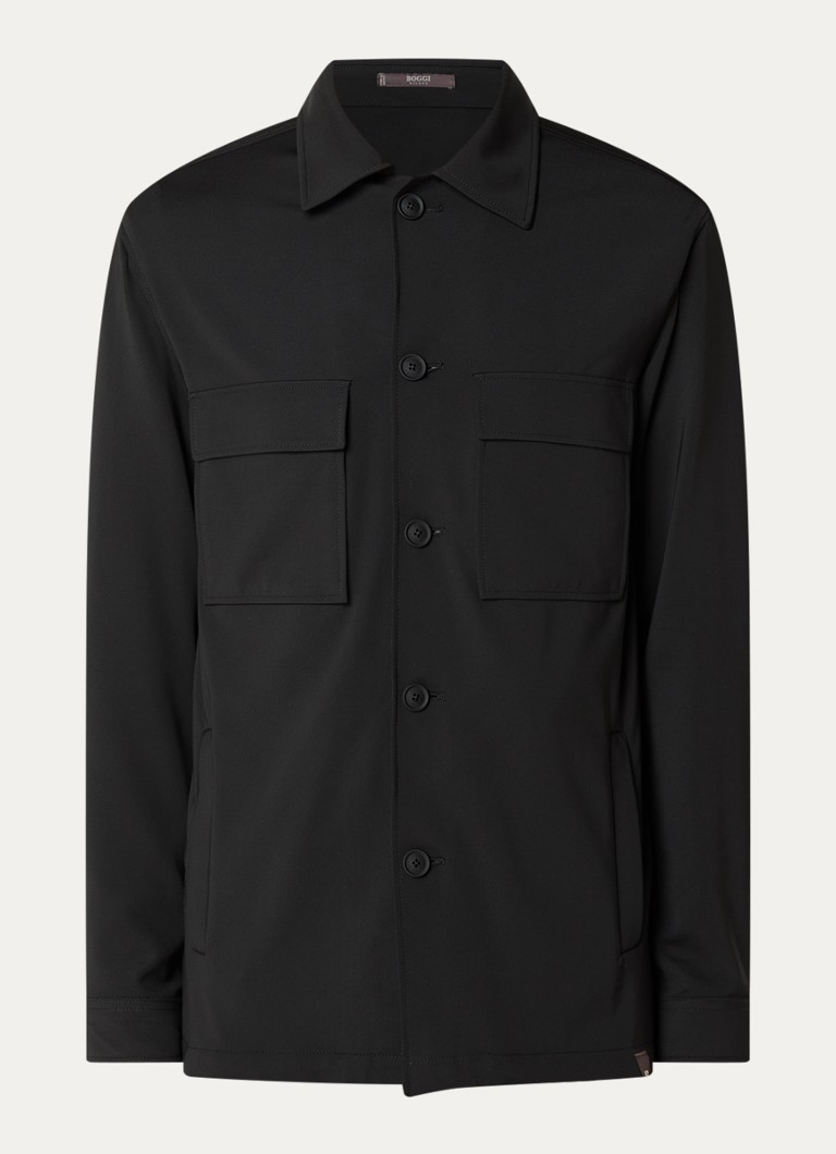 Boggi Milano Heren Overshirt met borstzakken in de kleur Zwart