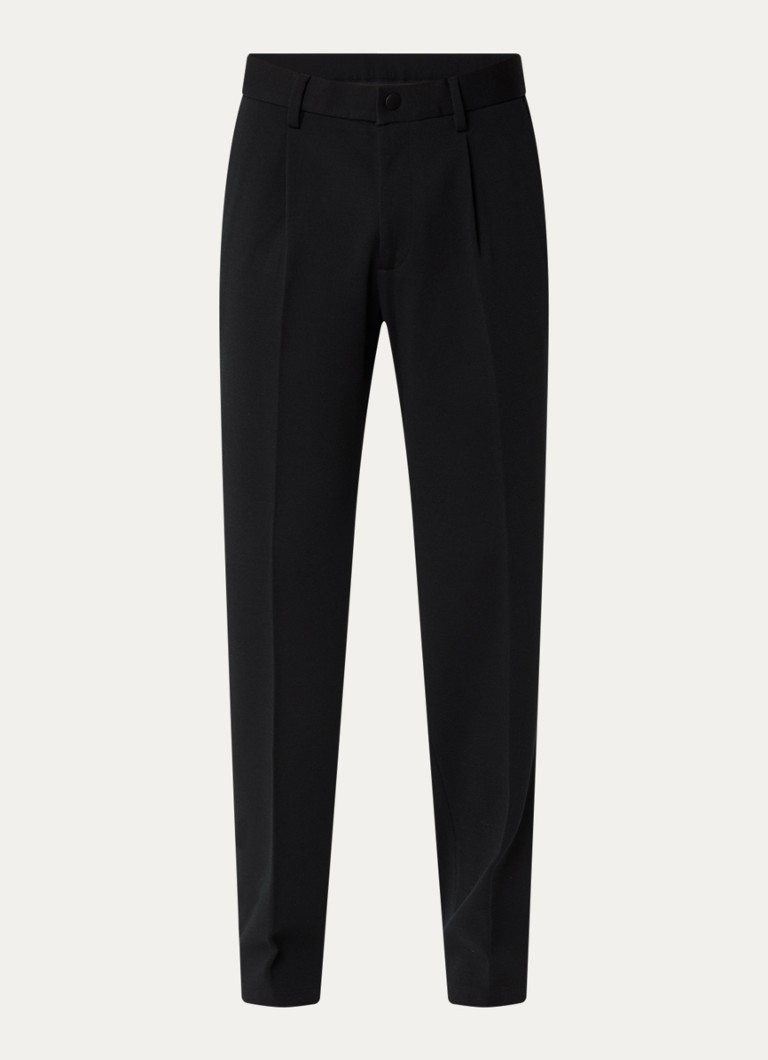 Boggi Milano Heren Slim fit pantalon in wolblend met steekzakken in de kleur Zwart