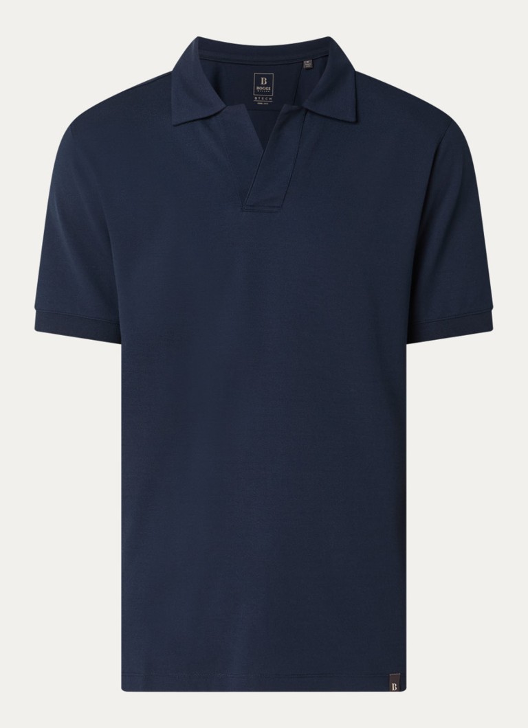 Boggi Milano Heren Regular fit polo met stretch in de kleur Donkerblauw