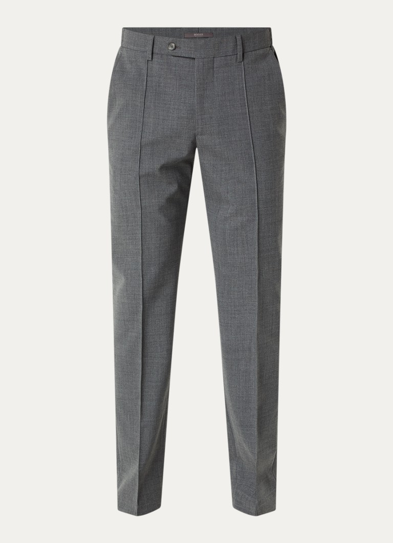 Boggi Milano Heren Slim fit pantalon in wolblend met steekzakken in de kleur Donkergrijs