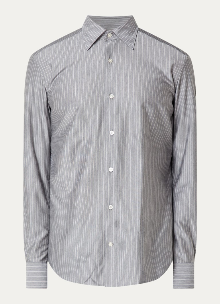Boggi Milano Heren Regular fit overhemd met streepprint in de kleur Donkerblauw