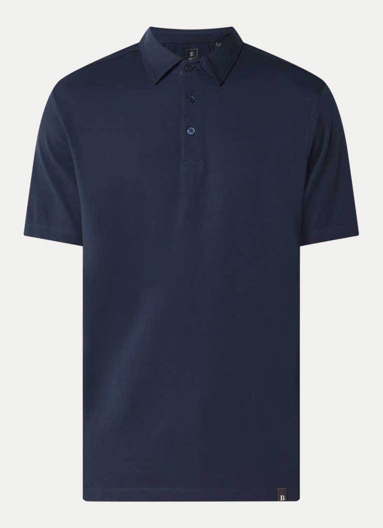Boggi Milano Heren Regular fit polo met stretch in de kleur Donkerblauw