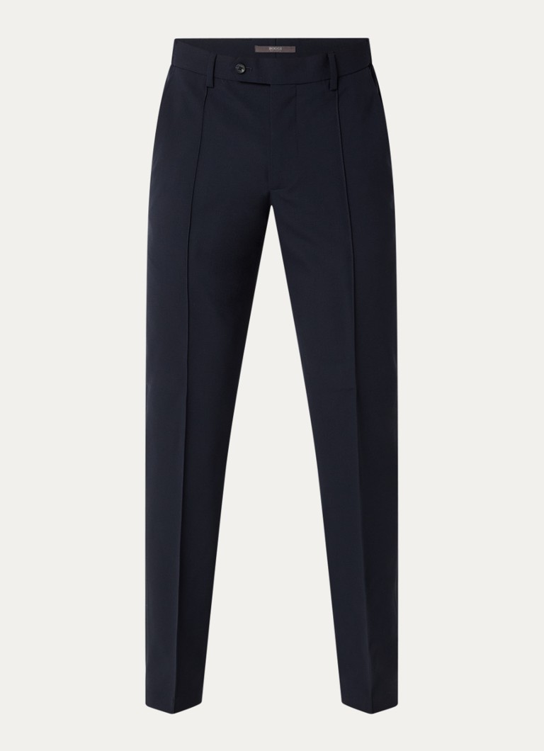 Boggi Milano Heren Slim fit pantalon in wolblend met steekzakken in de kleur Donkerblauw