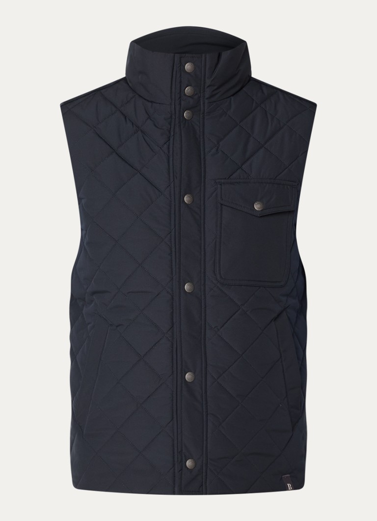 Boggi Milano Heren Bodywarmer in wolblend met quilt patroon in de kleur Donkerblauw