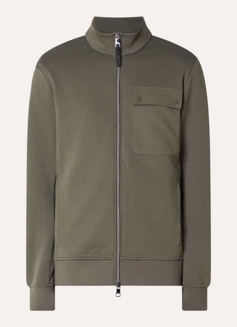 Boggi Milano Heren Sweatvest met borstzak in de kleur Bronsgroen