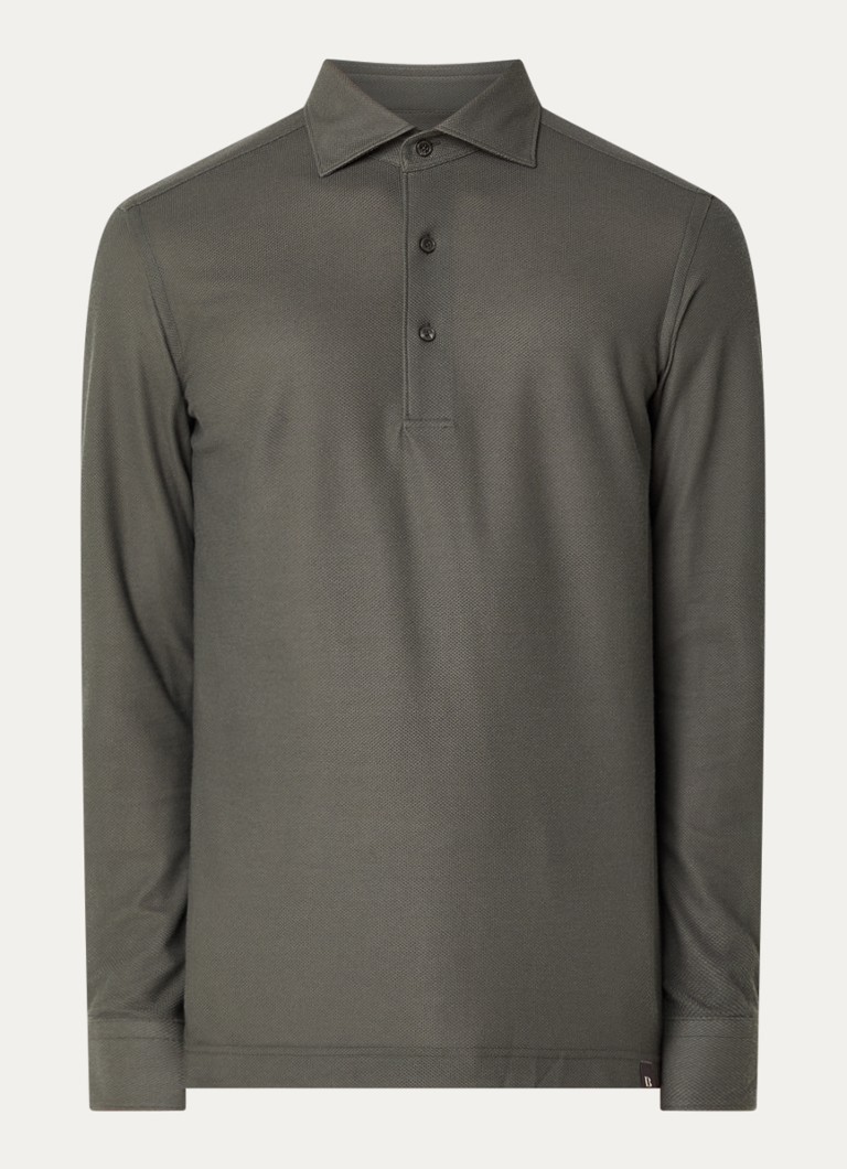 Boggi Milano Heren Regular fit polo van piqué katoen in de kleur Legergroen