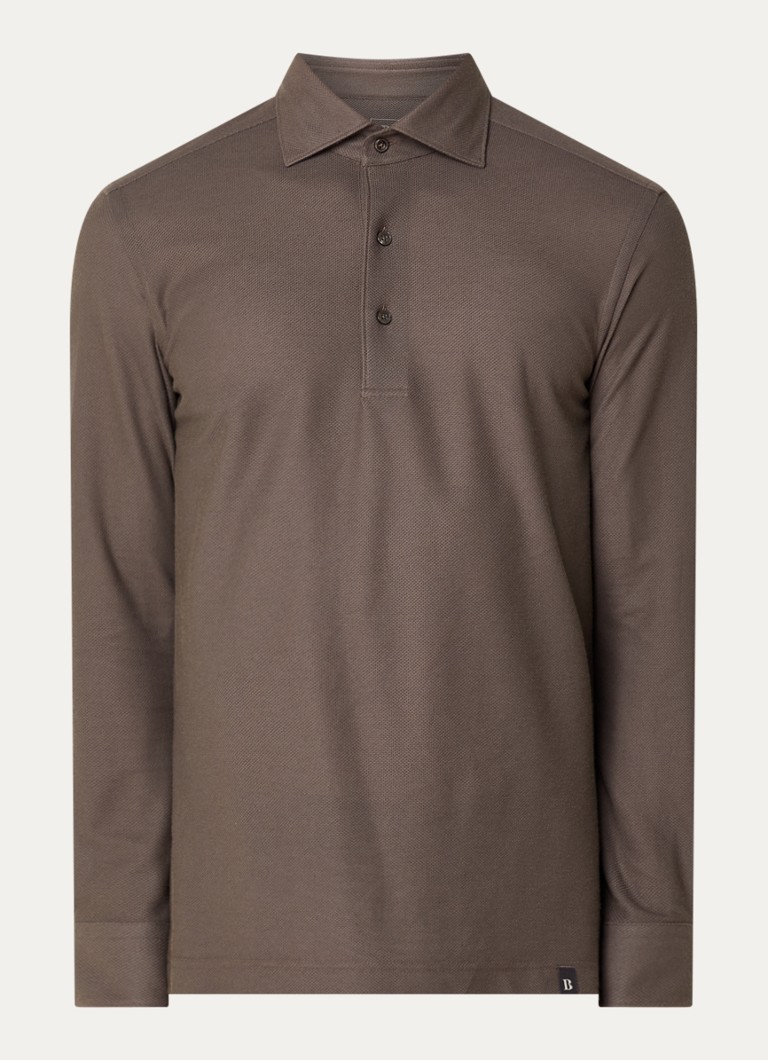 Boggi Milano Heren Regular fit polo van piqué katoen in de kleur Donkerbruin