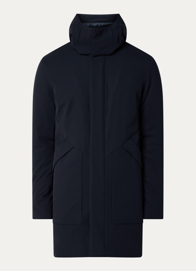 Boggi Milano Heren Gewatteerde parka met afneembare capuchon en waterafstotende coating in de kleur Donkerblauw
