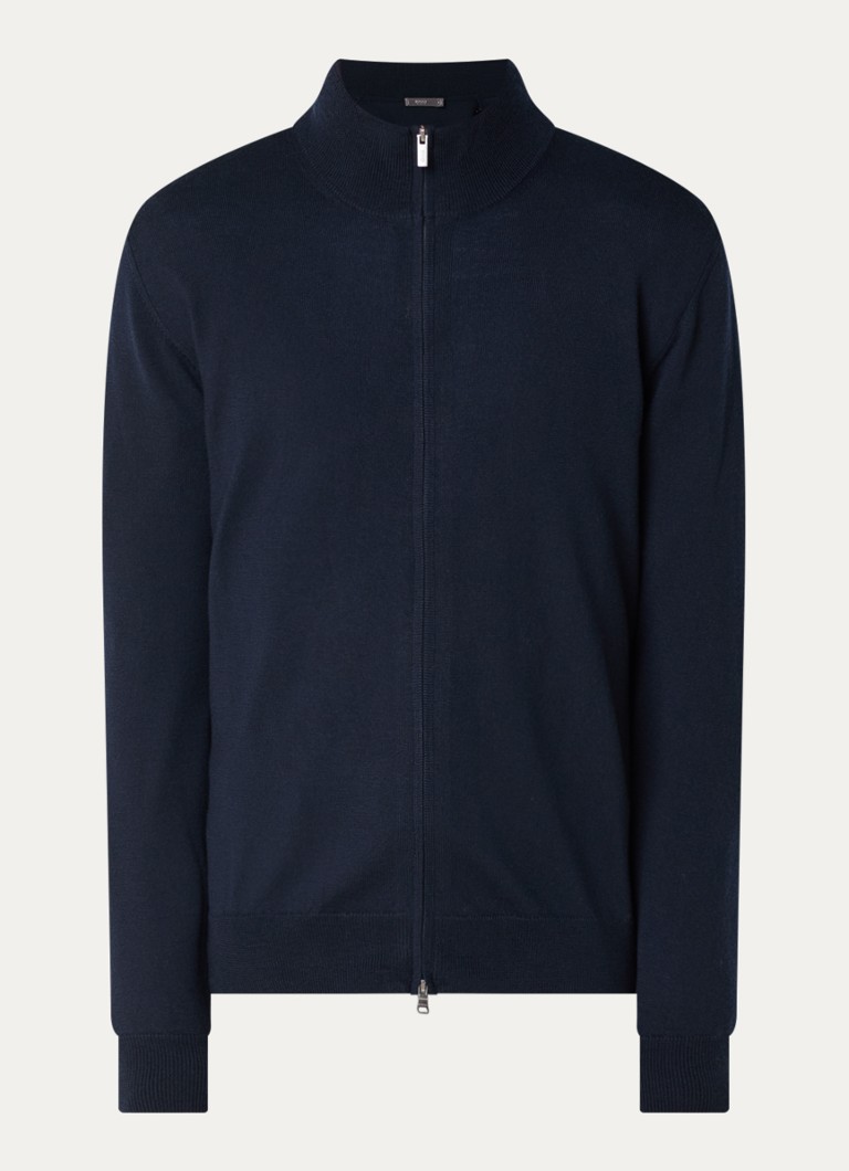 Boggi Milano Heren Fijngebreid vest van wol in de kleur Donkerblauw