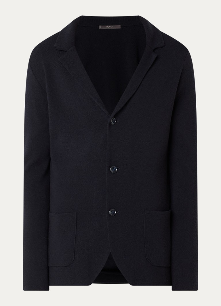 Boggi Milano Heren Fijngebreid vest van wol met V-hals in de kleur Donkerblauw