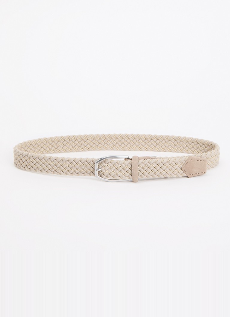 Boggi Milano Heren Riem in wolblend met suède details in de kleur Beige