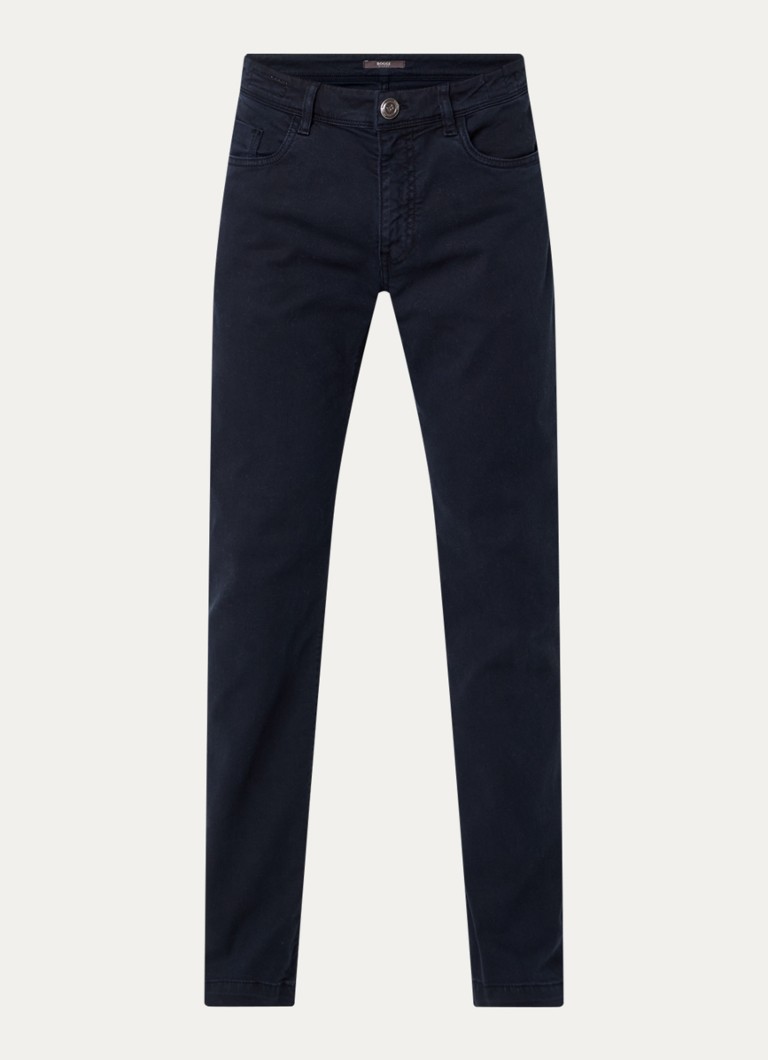 Boggi Milano Heren Slim fit jeans met gekleurde wassing en steekzakken in de kleur Donkerblauw
