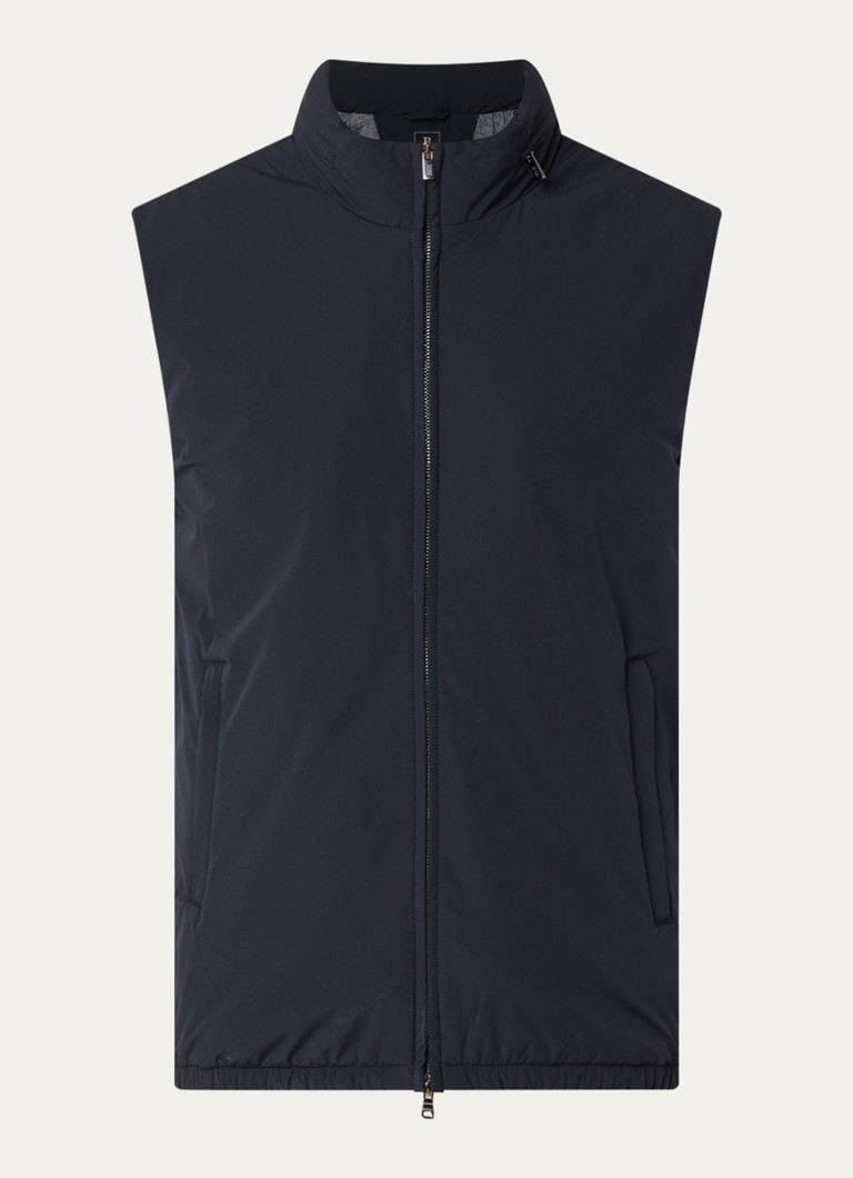 Boggi Milano Heren Gewatteerde bodywarmer van wol met ritszakken in de kleur Donkerblauw