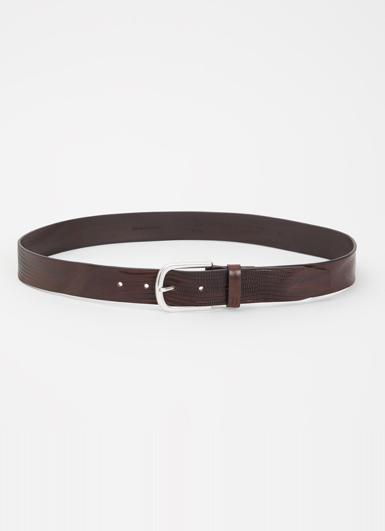 Boggi Milano Heren Riem van leer met structuur in de kleur Donkerbruin