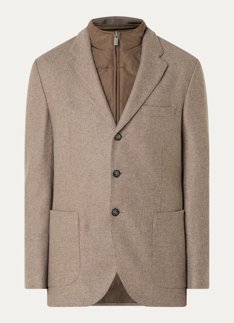 Boggi Milano Heren Regular fit colbert van wol met opgestikte zakken in de kleur Donkerbeige