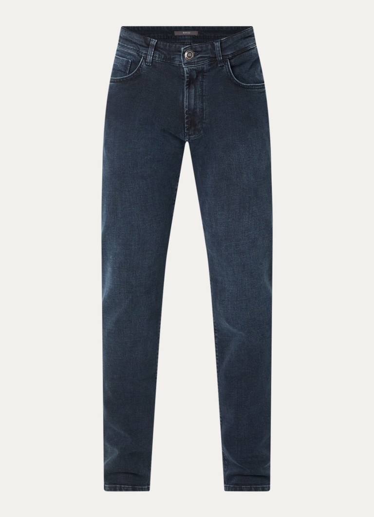 Boggi Milano Heren Slim fit jeans met donkere wassing in de kleur Indigo