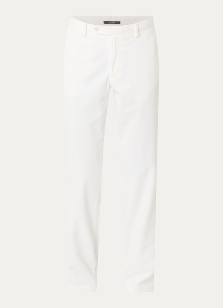 Boggi Milano Heren Tapered fit pantalon met paspelzakken in de kleur Gebroken wit