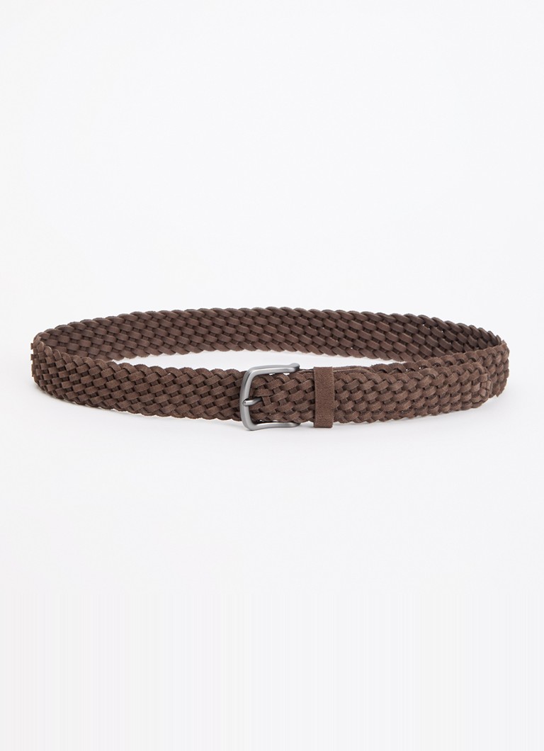 Boggi Milano Heren Riem van suède in de kleur Donkerbruin