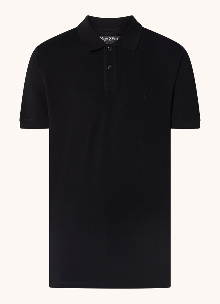 Marc O'Polo Heren Regular fit polo met logoborduring in de kleur Zwart
