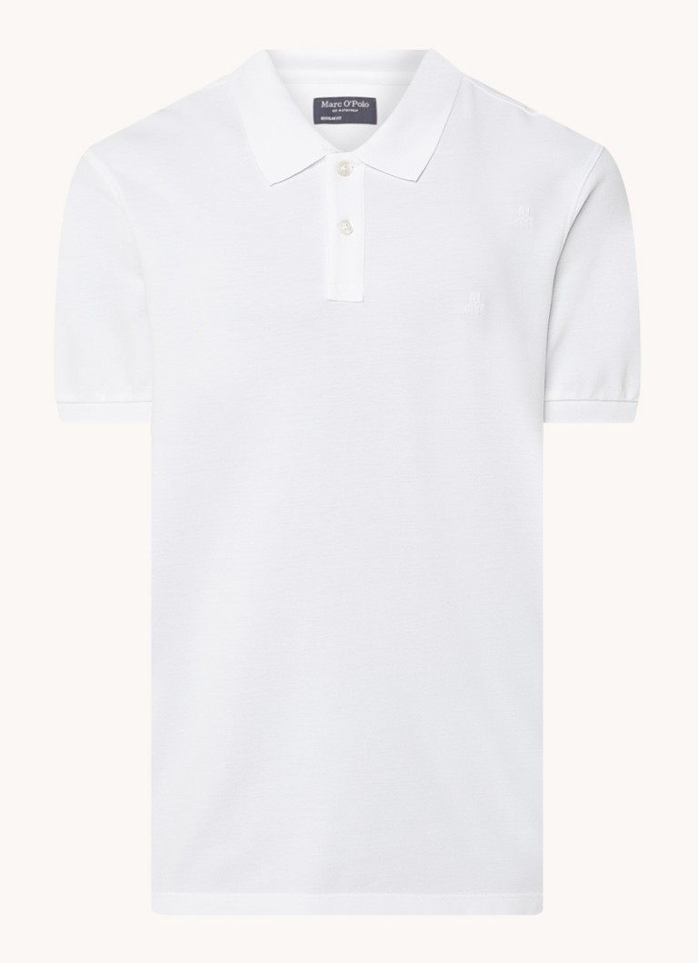 Marc O'Polo Heren Regular fit polo met logoborduring in de kleur Wit