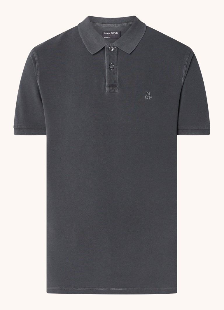 Marc O'Polo Heren Regular fit polo met logoborduring in de kleur Antraciet