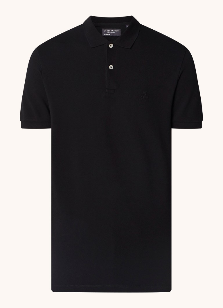 Marc O'Polo Heren Polo met logoborduring in de kleur Zwart