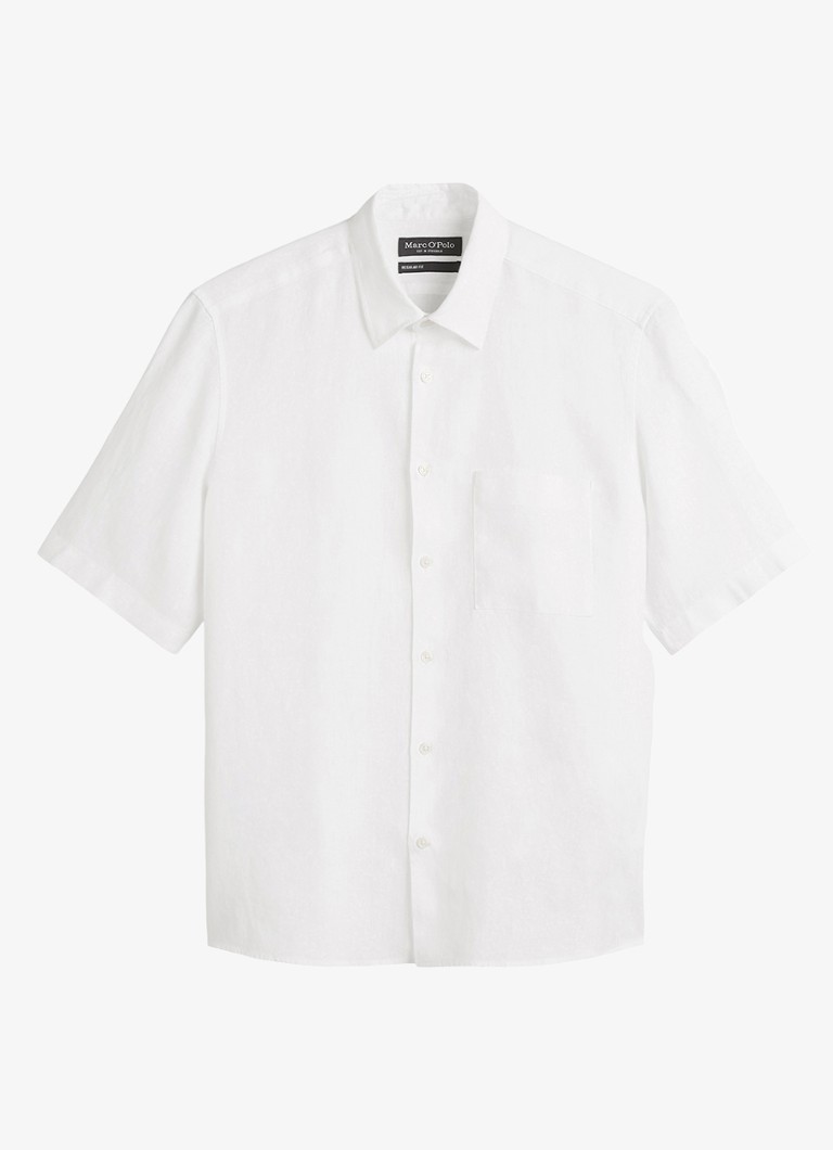 Marc O'Polo Heren Regular fit overhemd van linnen in de kleur Wit
