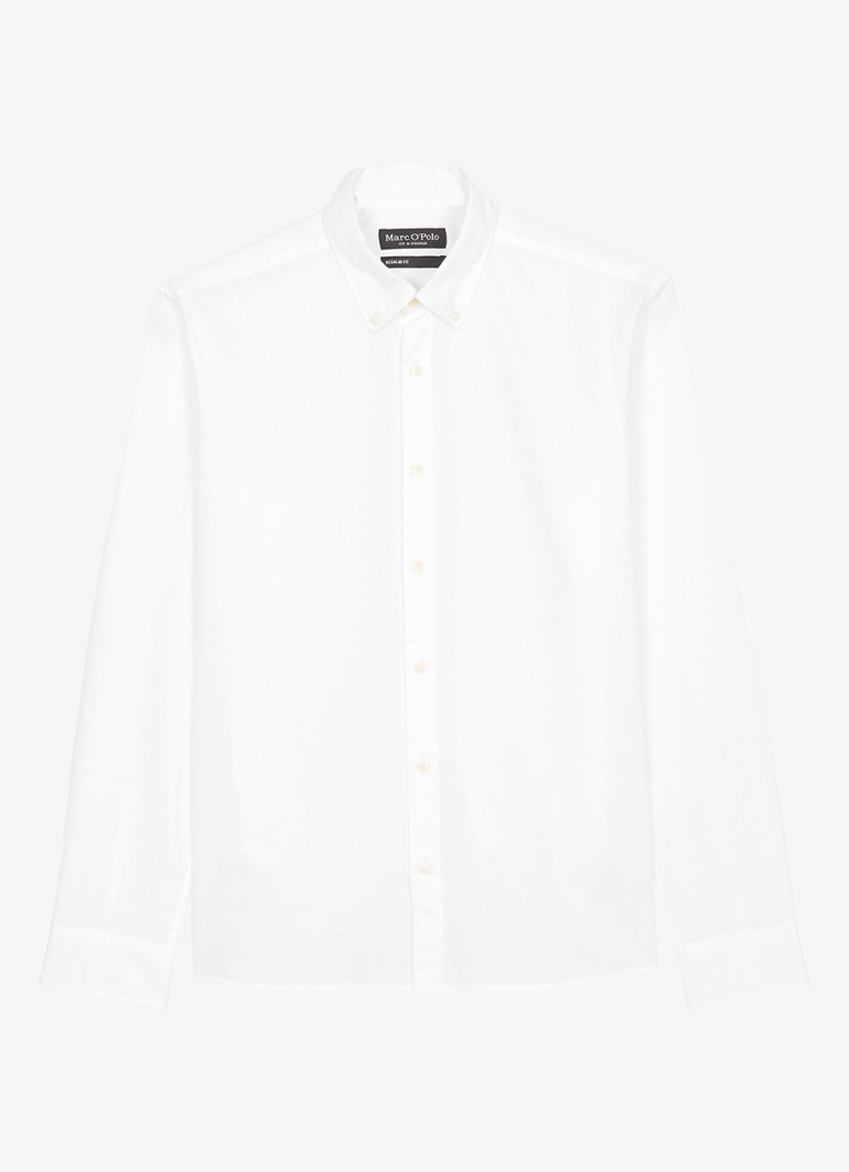 Marc O'Polo Heren Regular fit overhemd met logoborduring in de kleur Wit
