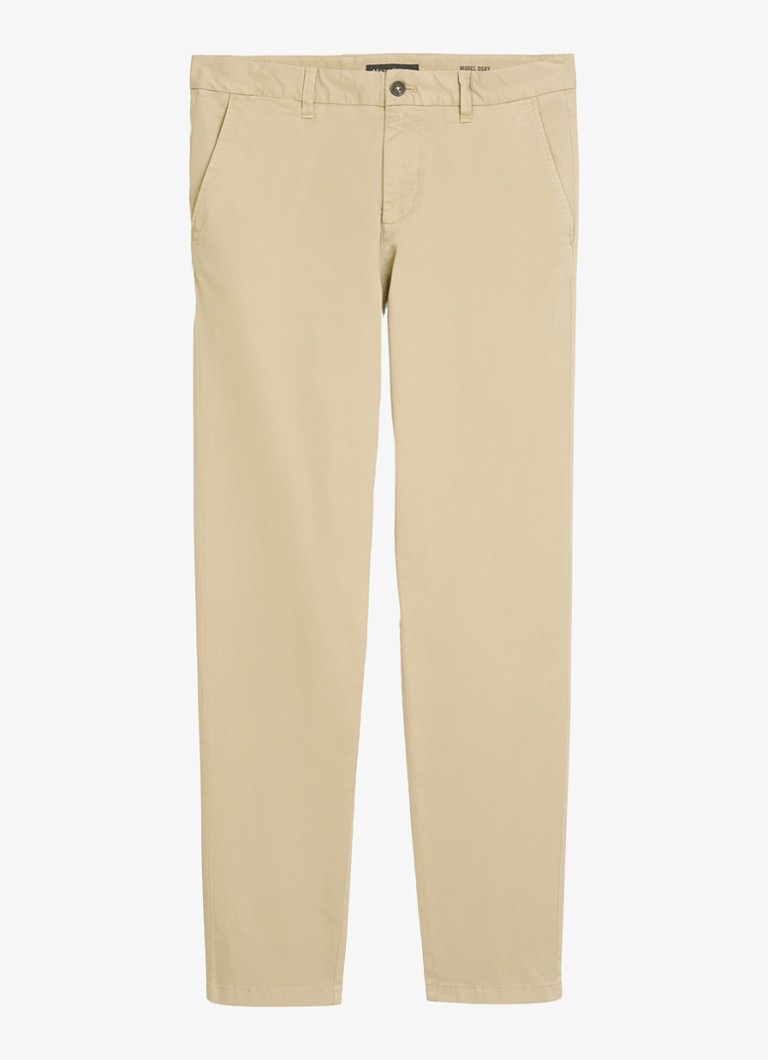 Marc O'Polo Heren Tapered fit chino in katoenblend in de kleur Beige