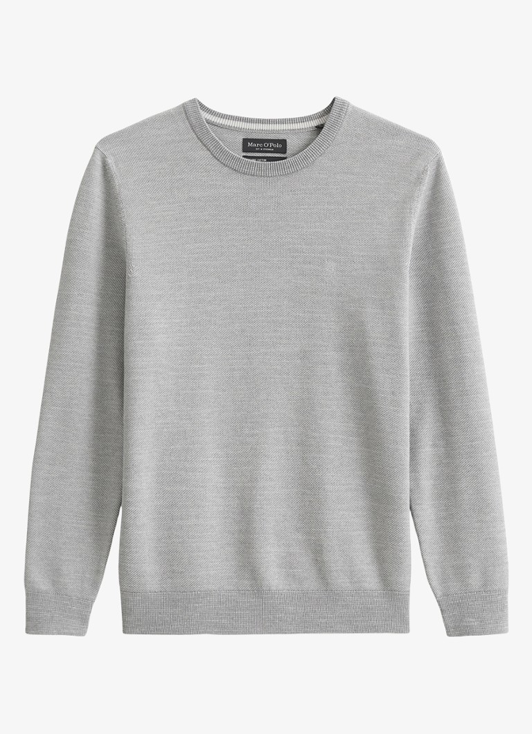 Marc O'Polo Heren Fijngebreide pullover van katoen in de kleur Lichtgrijs