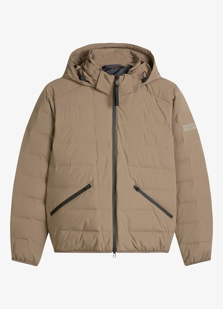 Marc O'Polo Heren Puffer jas met capuchon in de kleur Khaki