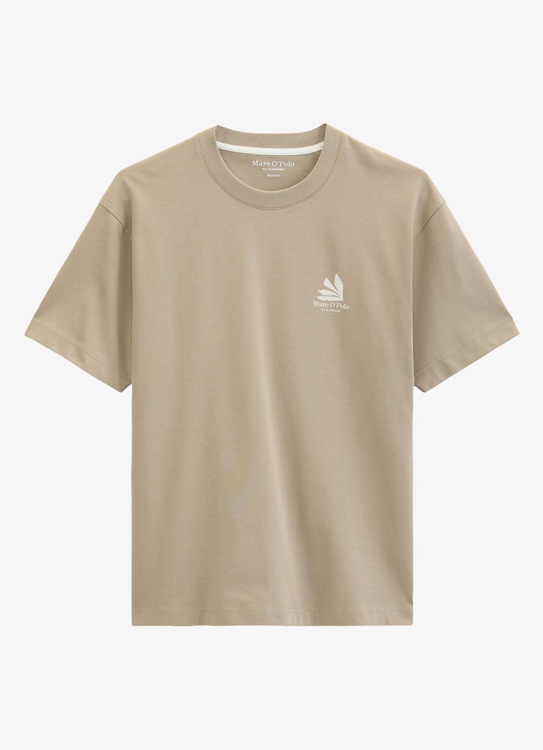 Marc O'Polo Heren Jersey T-shirt met logo- en backprint in de kleur Charleston Gray/2124