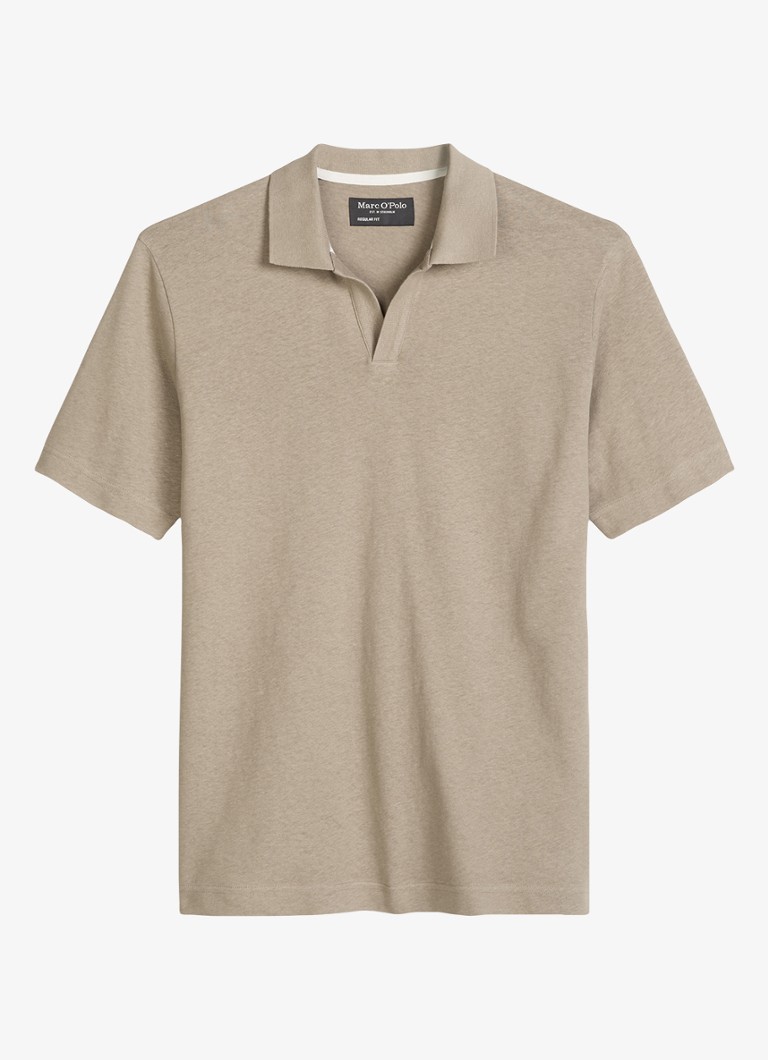 Marc O'Polo Heren Polo in linnenblend in de kleur Beige