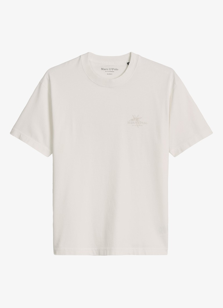 Marc O'Polo Heren T-shirt met logoprint in de kleur Silky White-1183 / Wit