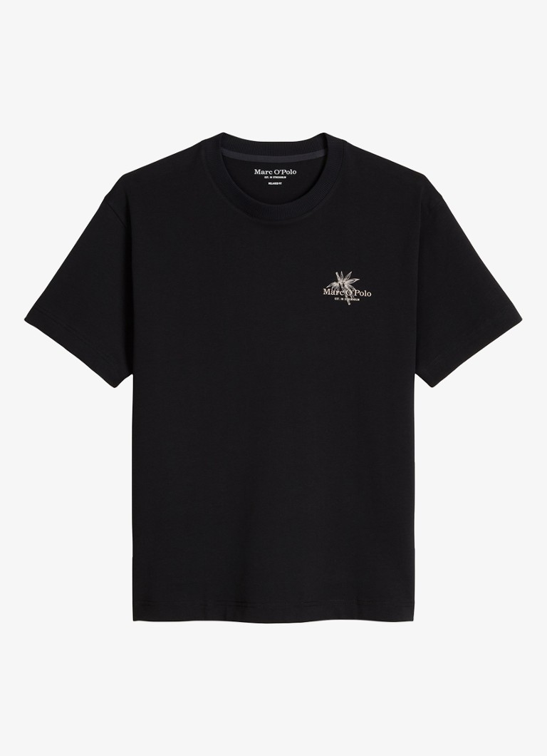Marc O'Polo Heren T-shirt met logoprint in de kleur Black-0001 / Zwart