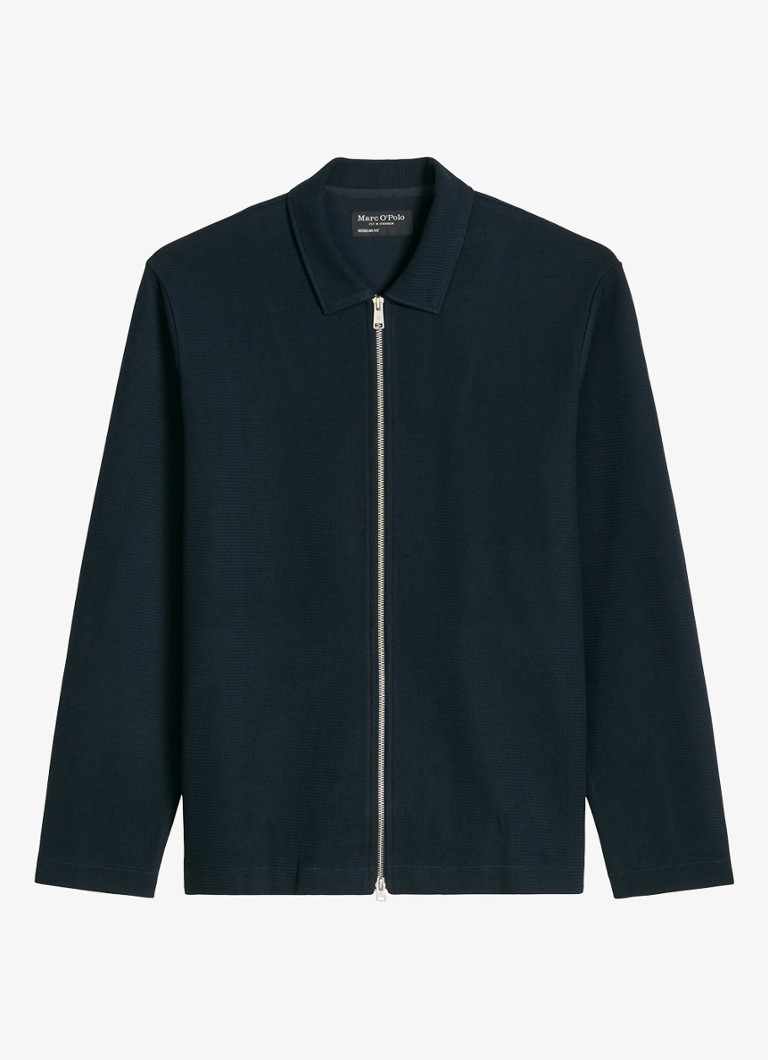 Marc O'Polo Heren Jack met kraag in de kleur Donkerblauw