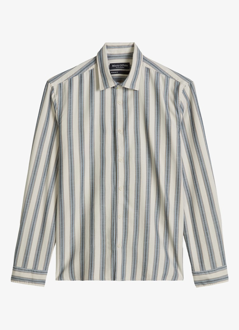 Marc O'Polo Heren Regular fit overhemd met streepdessin in de kleur Lichtblauw