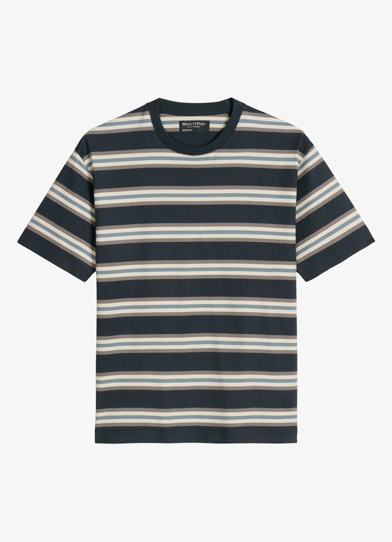Marc O'Polo Heren T-shirt met streepdessin in de kleur Antraciet