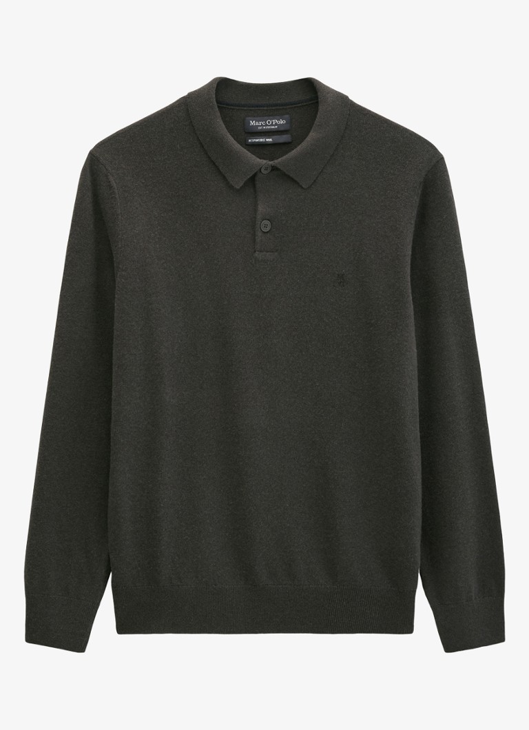 Marc O'Polo Heren Trui in wolblend met polokraag in de kleur Bruin