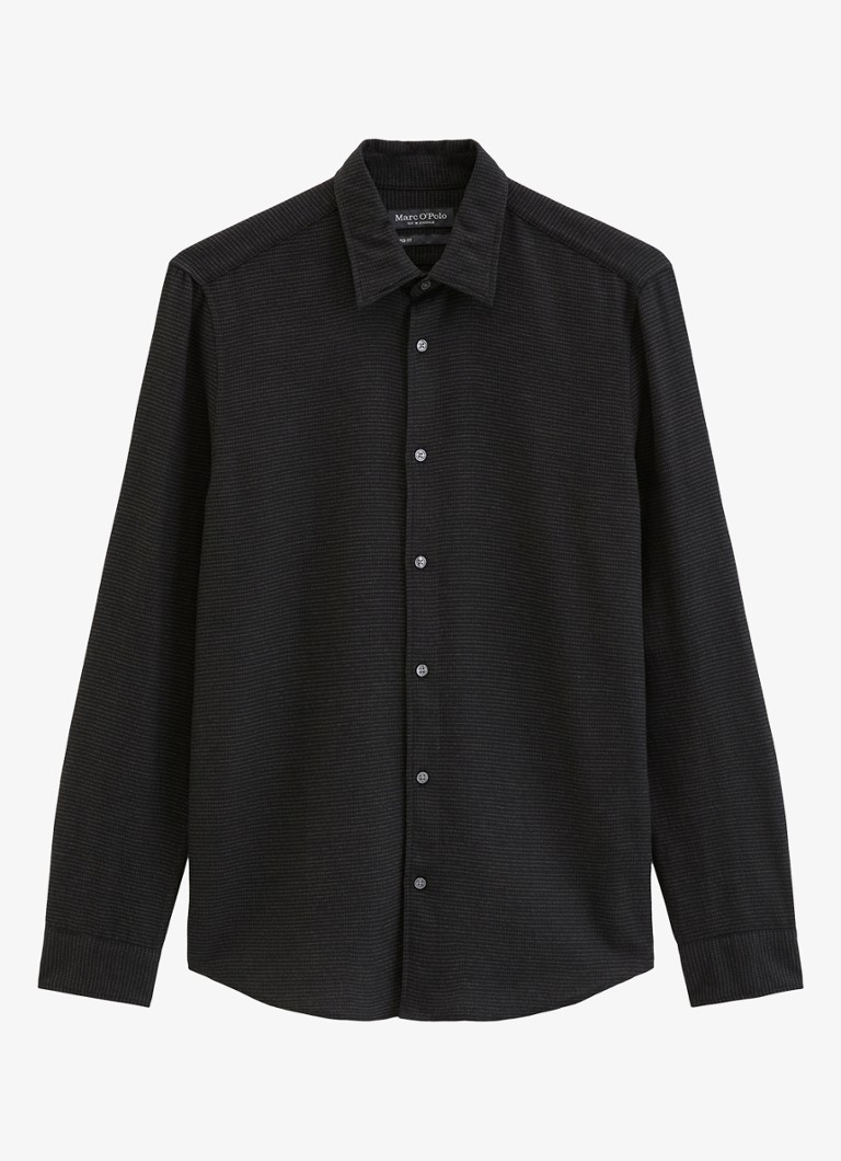 Marc O'Polo Heren Regular fit overhemd met structuur in de kleur Zwart