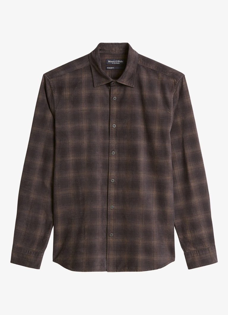 Marc O'Polo Heren Regular fit overhemd met ruitdessin in de kleur Donkerbruin