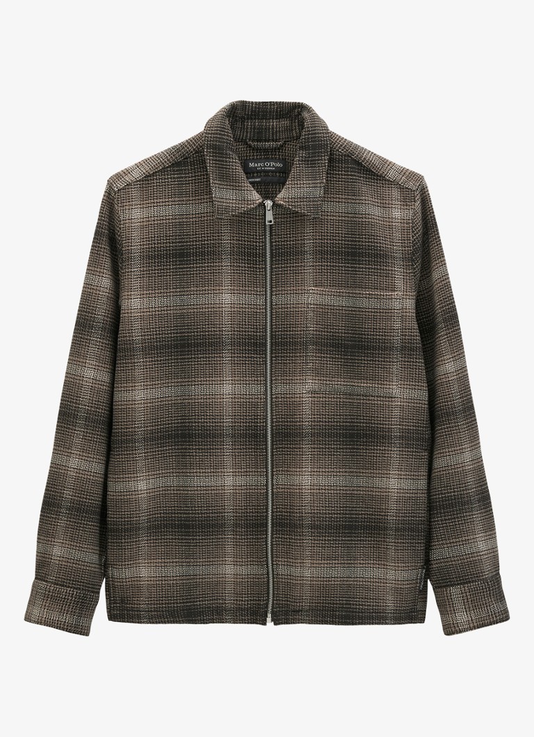 Marc O'Polo Heren Regular fit overshirt met ruitdessin in de kleur Donkerbruin