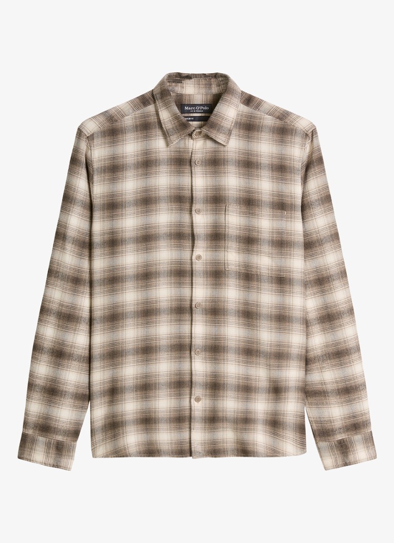 Marc O'Polo Heren Regular fit overhemd met ruitdessin in de kleur Bruin