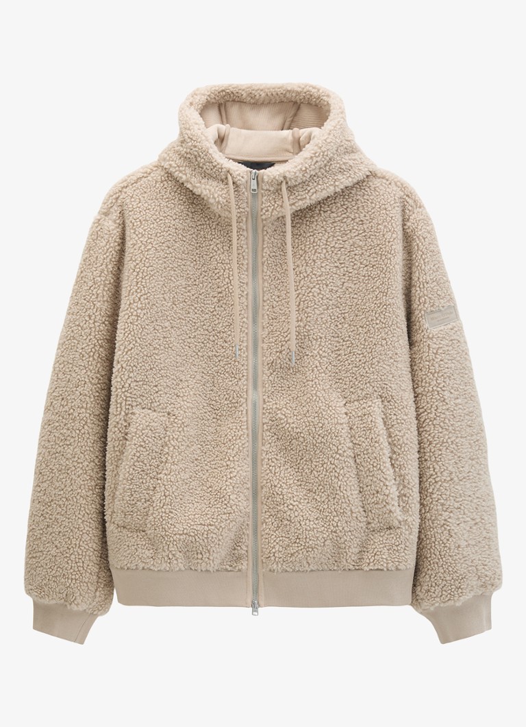 Marc O'Polo Heren Vest van teddy met capuchon in de kleur Creme