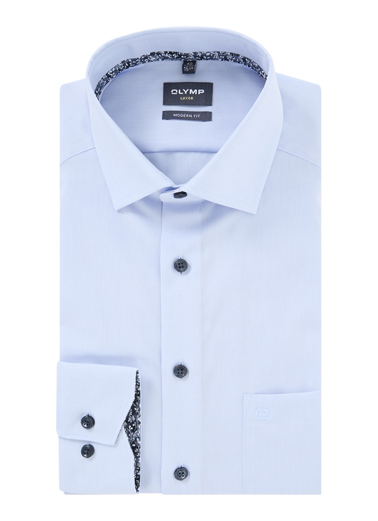 Olymp Heren Luxor modern fit overhemd met borstzak in de kleur Lichtblauw, maat: 38