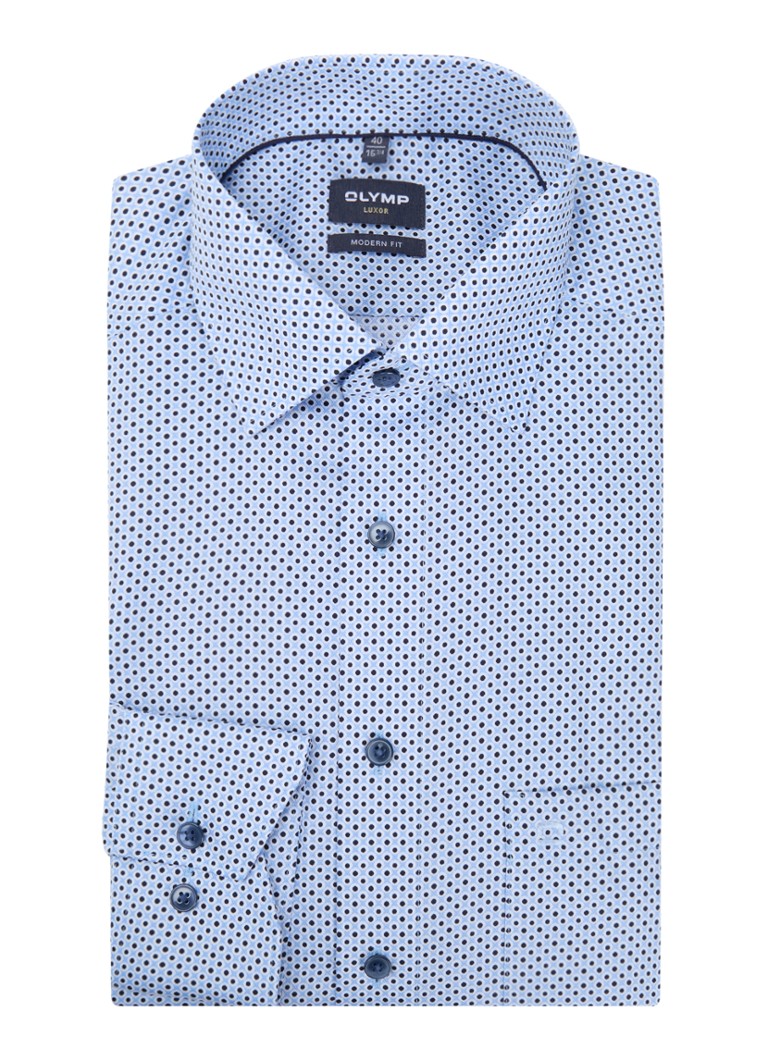 Olymp Heren Regular fit overhemd met microdessin in de kleur Blauwgrijs, maat: 38