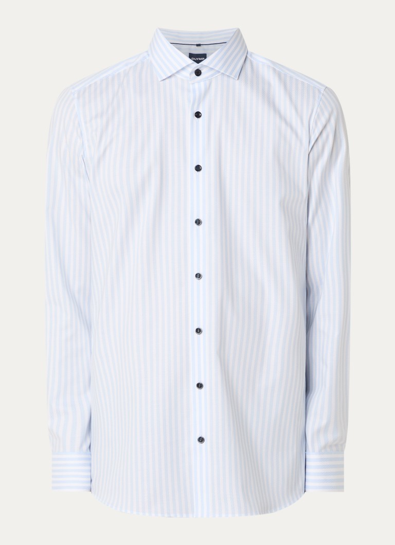 Olymp Heren Level Five body fit overhemd met streepprint in de kleur Blauw, maat: 42
